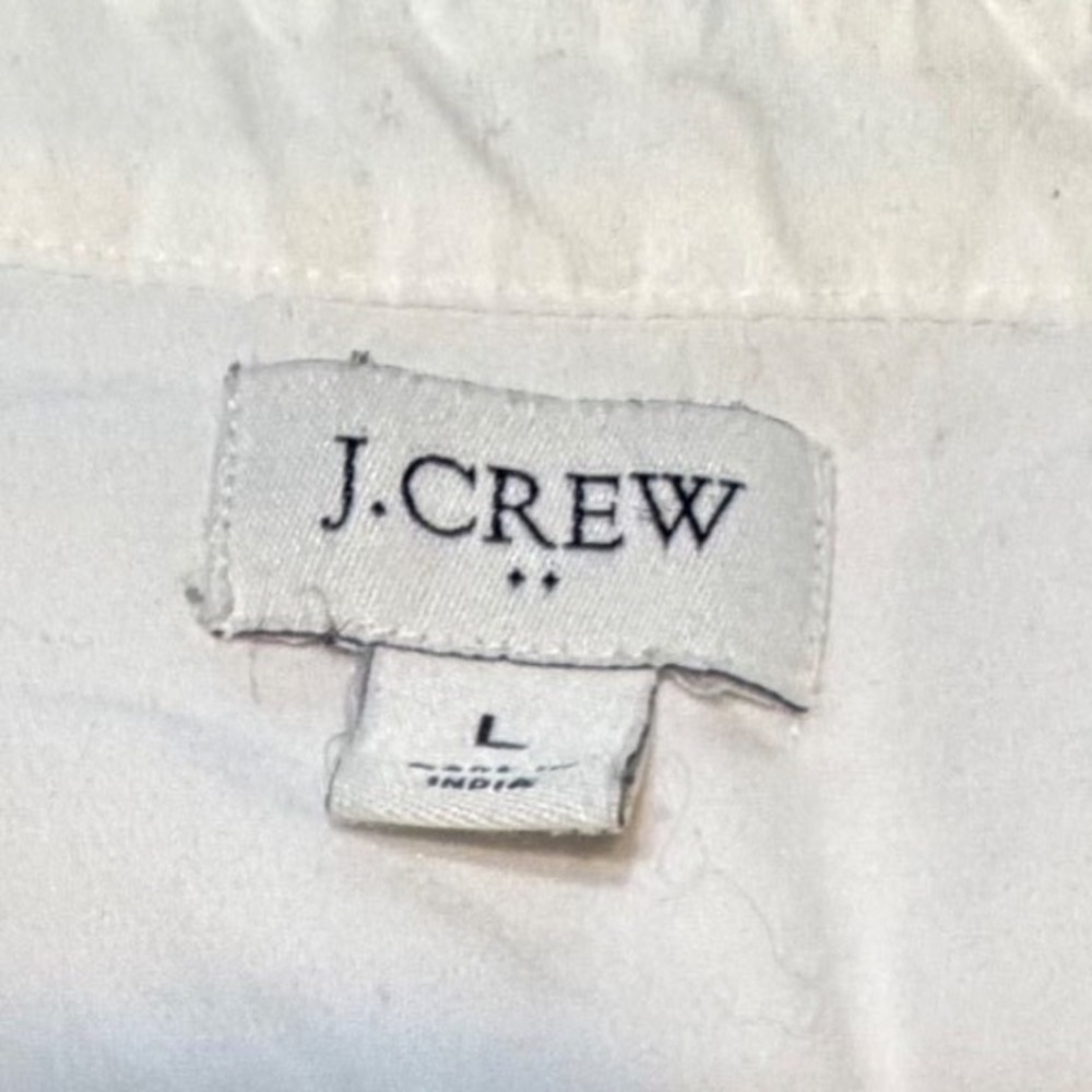 J.Crew Re-Imagined White Cotton Eyelet Lace Popover Blouse Womens Large L - Picture 3 of 11